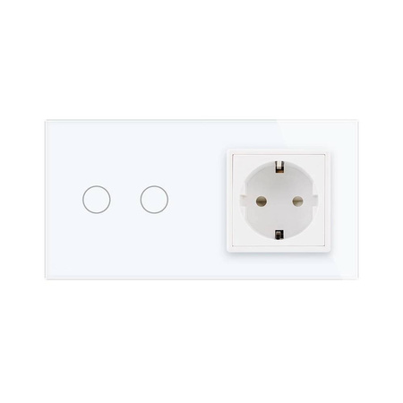 Gniazdo 230V 16A z włącznikiem dotykowym podwójnym z ramką szklaną Różową (VL-C702EU-67) LIVOLO