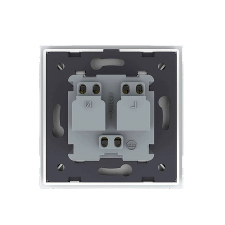 Gniazdo z bolcem 230V 16A ze złotym panelem szklanym i nakładką bryzgoszczelną (VL-71FR-63 NW) LIVOLO