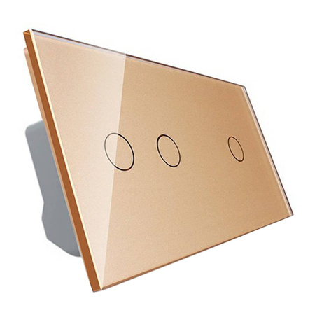 Podwójny dotykowy panel szklany w kolorze Złotym 2+1 (VL-C7012-63) LIVOLO