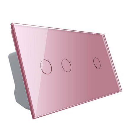 Podwójny dotykowy panel szklany w kolorze Różowym 2+1 (VL-C7012-67) LIVOLO