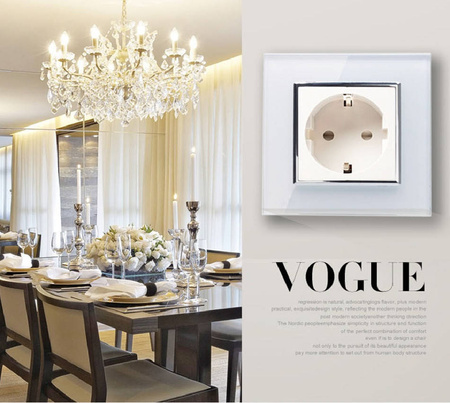 Gniazdo elektryczne 16 A ze srebrnym panelem szklanym (VL-W01EU-64) LIVOLO