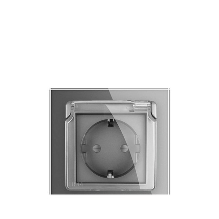 Gniazdo 230V 16A ze srebrnym panelem szklanym i nakładką bryzgoszczelną (VL-W01EUNW-64) LIVOLO