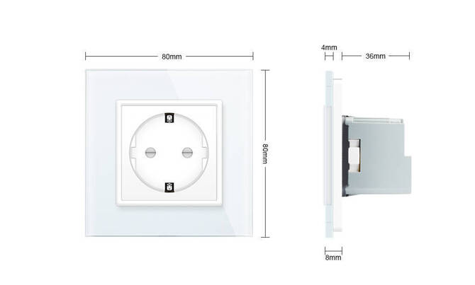 Gniazdo elektryczne 16 A z niebieskim panelem szklanym (VL-W01EU-69) LIVOLO