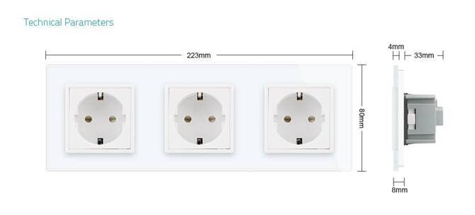 Trzy gniazda elektryczne koloru czarnrgo 16A - 230V (VL-W03EU-62) LIVOLO